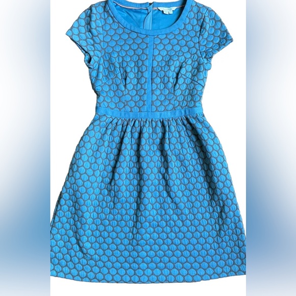 Boden Clementine Jacquard Blue‎ Polka Dot Dress 8 Regular Mini Pockets Business - Picture 1 of 10
